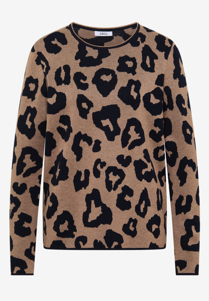 Cecil Mocha Leopard Print Pullover