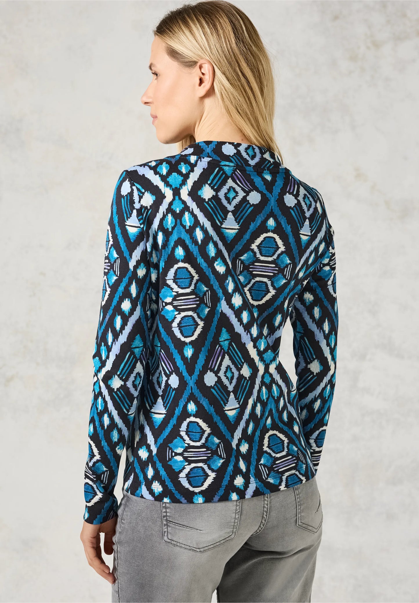 Cecil Teal Graphic Pattern Top