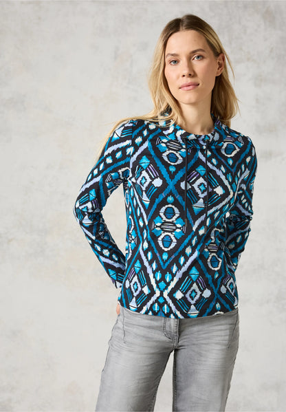 Cecil Teal Graphic Pattern Top