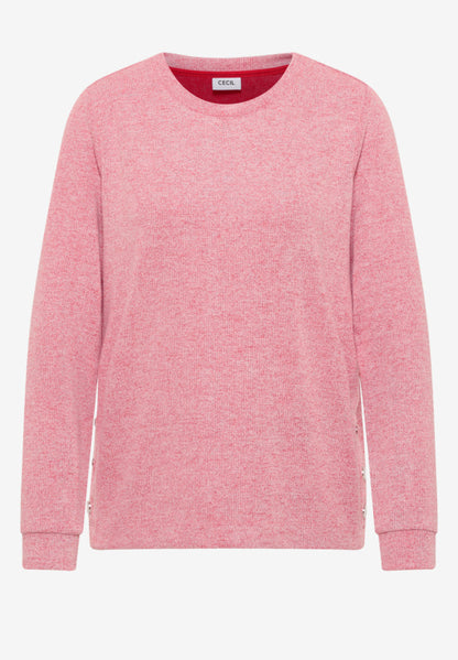Cecil Fiery Red Rib Button Top