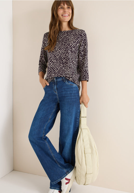 Cecil EggPlant Minimal Print Top