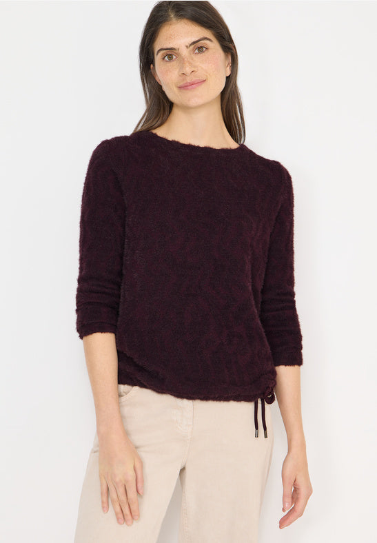 Cecil Eggplant Feather Yarn Jacquard Top