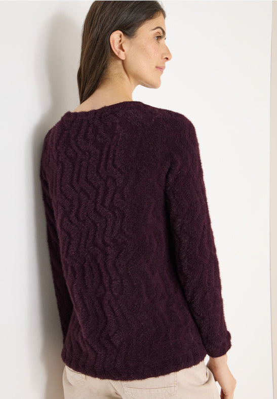 Cecil Eggplant Feather Yarn Jacquard Top