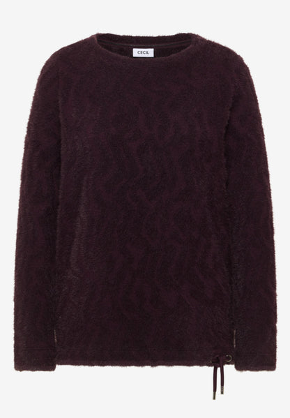 Cecil Eggplant Feather Yarn Jacquard Top