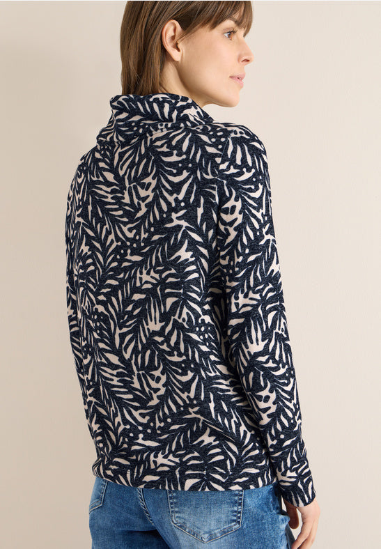 Cecil Navy Cosy Two-Tone Top
