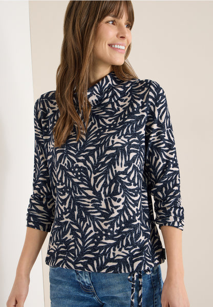 Cecil Navy Cosy Two-Tone Top