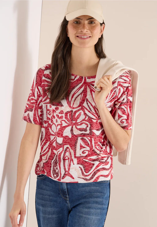 Cecil Red Burnt Out T-shirt