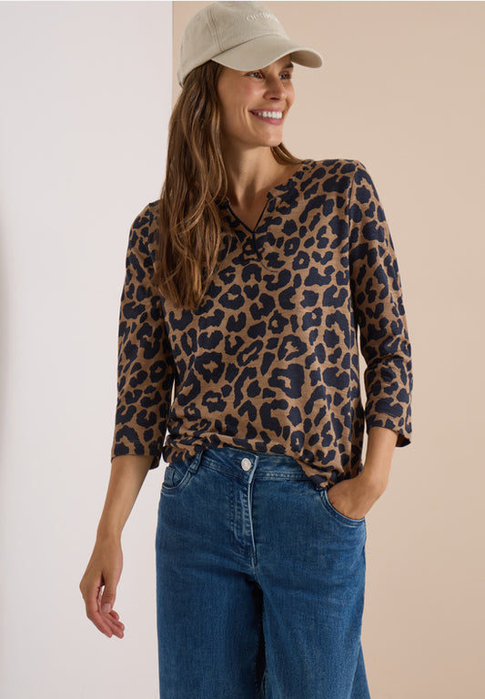 Cecil Mocha Leopard Print Top