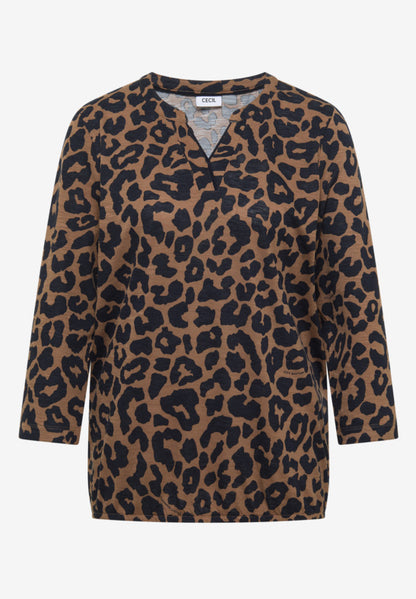 Cecil Mocha Leopard Print Top