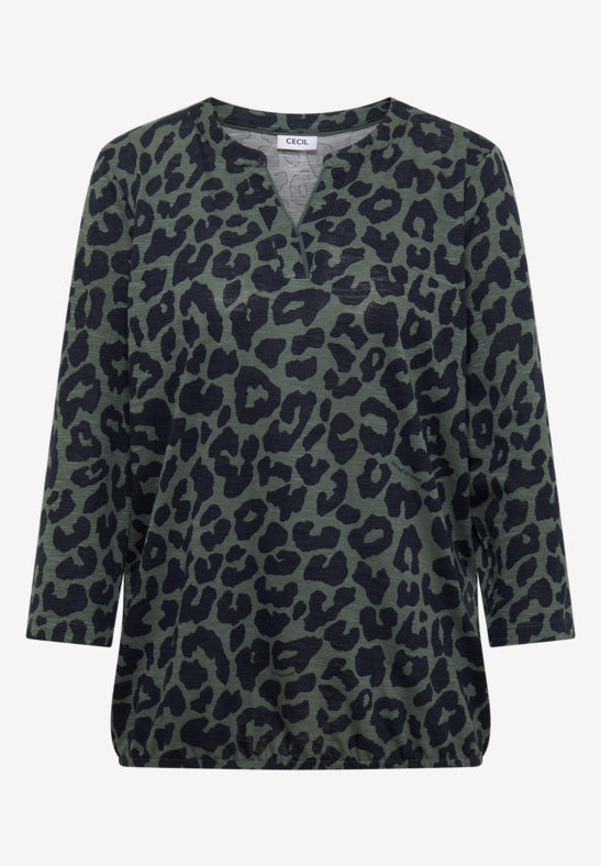 Cecil Khaki Leopard Print Top