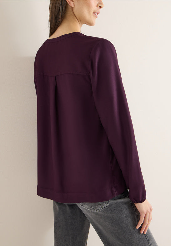 Cecil Eggplant Red Solid Deco Blouse
