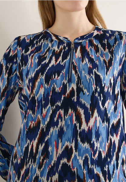 Cecil Cloud Blue Zipper Print Blouse