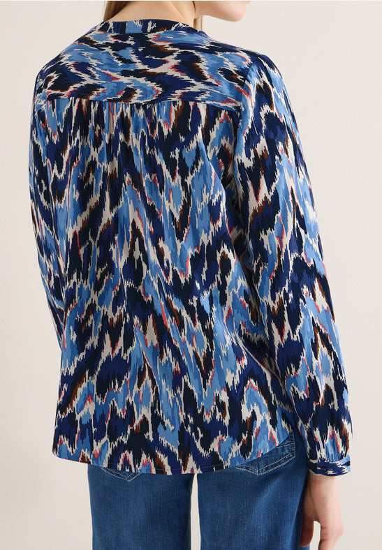 Cecil Cloud Blue Zipper Print Blouse
