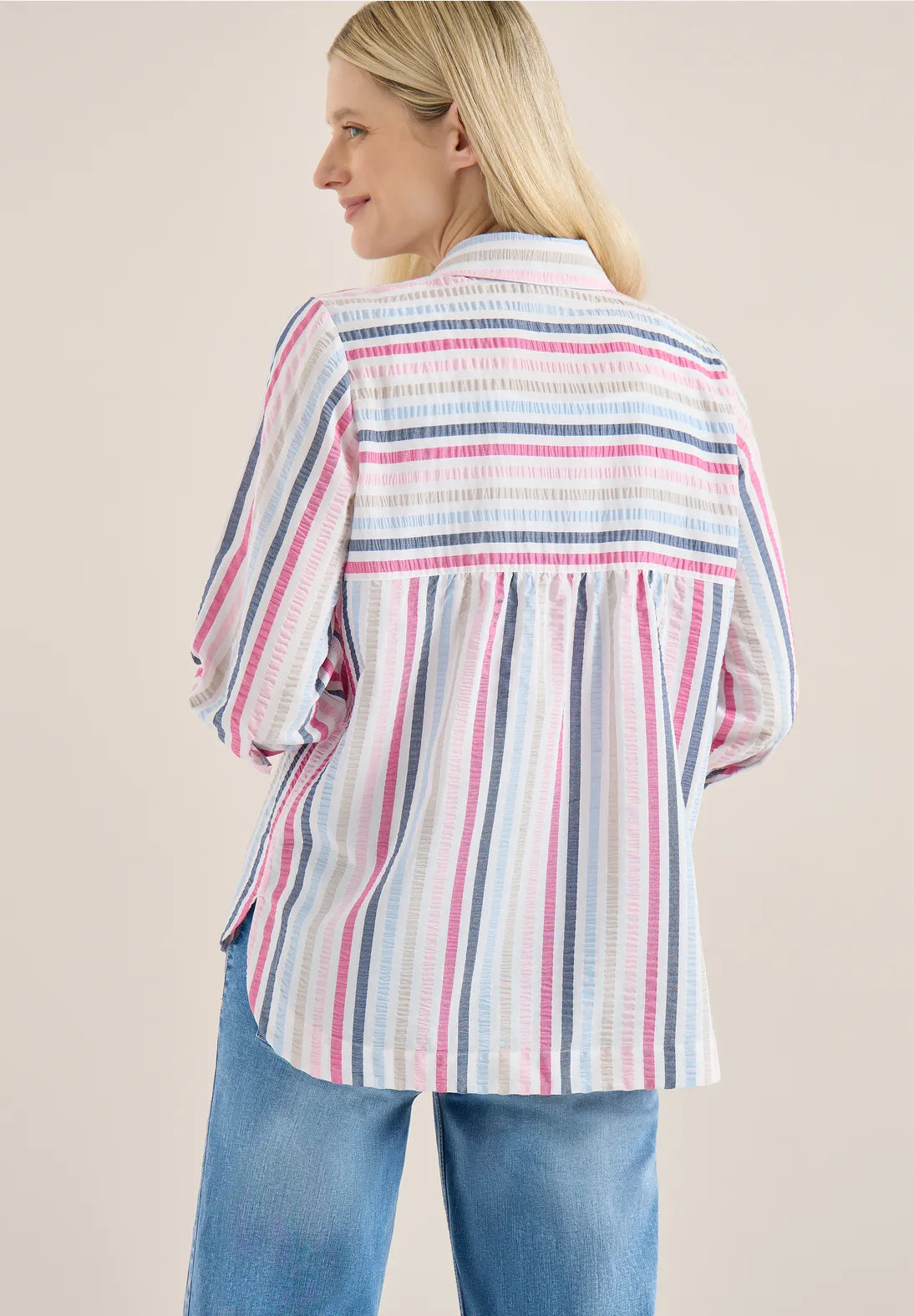 Cecil Multicolored Seersucker Blouse