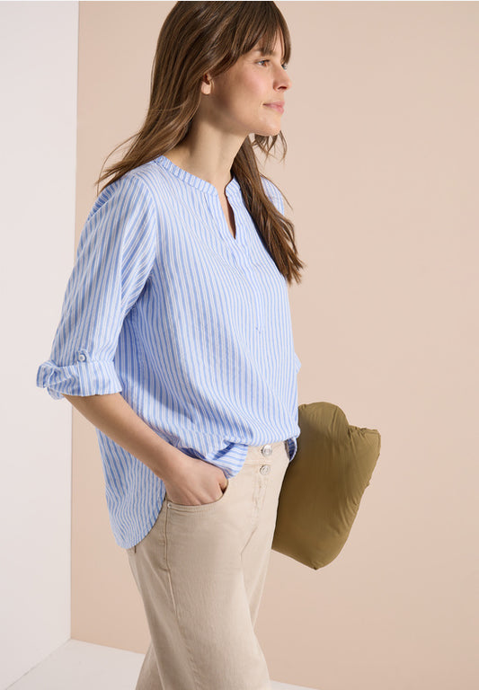 Cecil Blue Seersucker Blouse