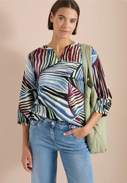 Cecil Palm Tree Green Seersucker Blouse