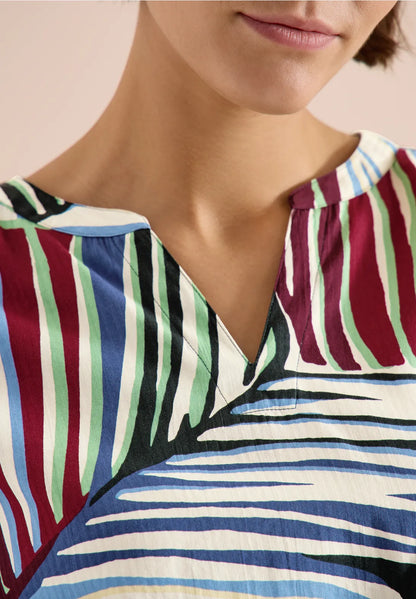 Cecil Palm Tree Green Seersucker Blouse
