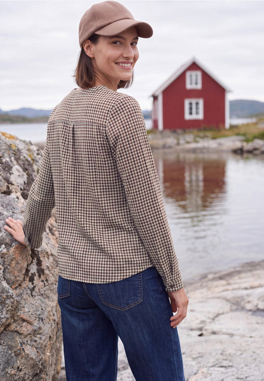 Cecil Houndstooth Print Top