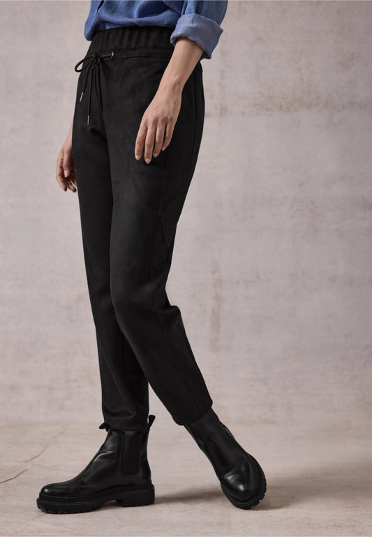 Cecil Black Faux Suede Trousers