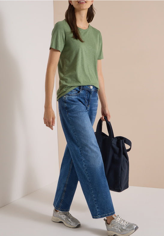 Cecil Neele Mid Blue Turnup Print Jeans