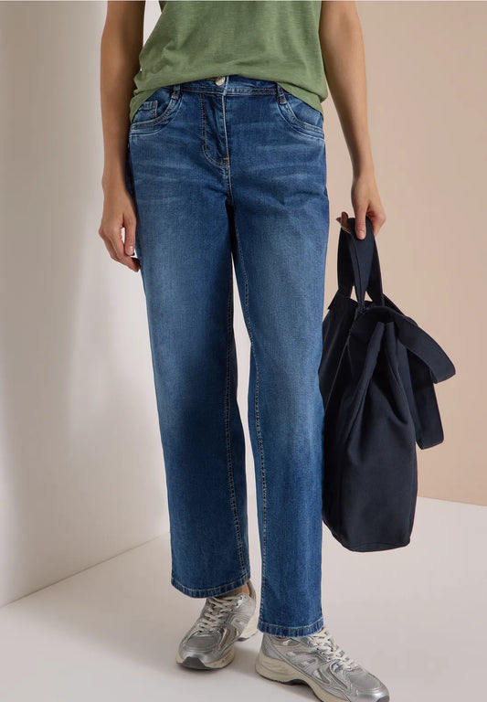 Cecil Neele Mid Blue Turnup Print Jeans