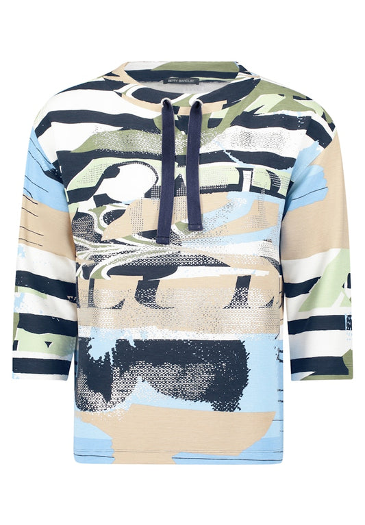 Betty Barclay Blue/Beige Drawstring Top