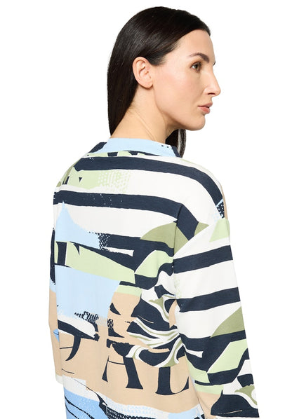 Betty Barclay Blue/Beige Drawstring Top
