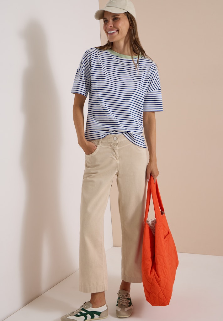 Cecil Striped T-Shirt with Contrast Collar