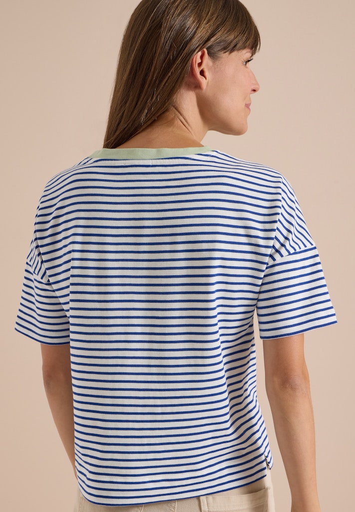 Cecil Striped T-Shirt with Contrast Collar