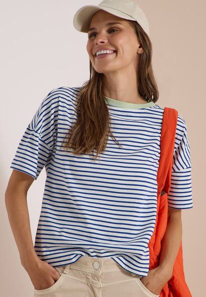 Cecil Striped T-Shirt with Contrast Collar