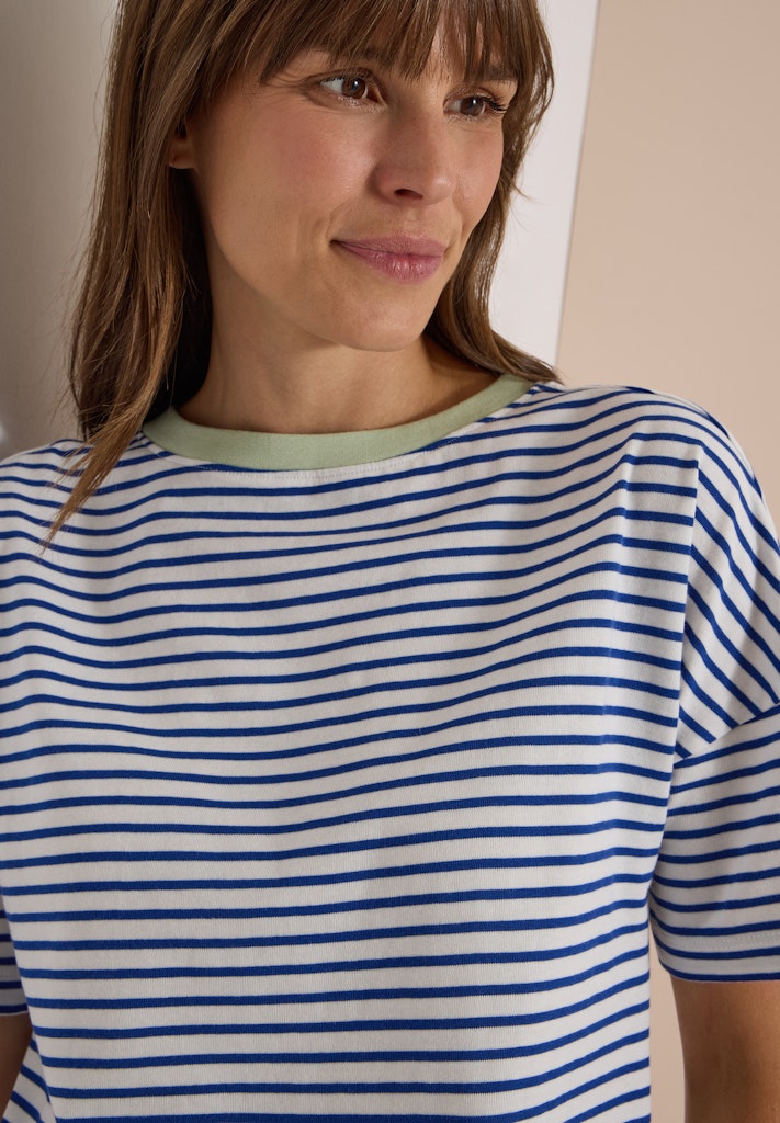Cecil Striped T-Shirt with Contrast Collar