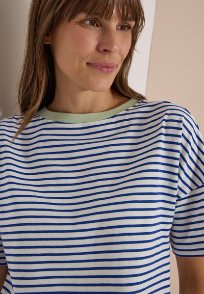 Cecil Striped T-Shirt with Contrast Collar