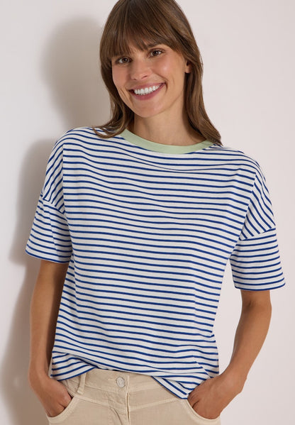 Cecil Striped T-Shirt with Contrast Collar