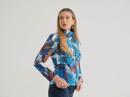 Blue Flora Print Jacket