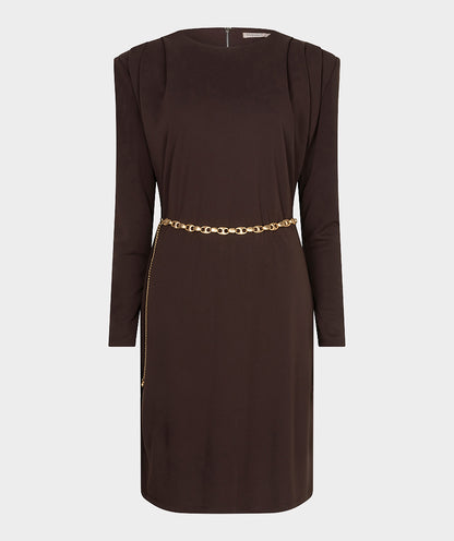 Esqualo Cacao Gold Belted Dress