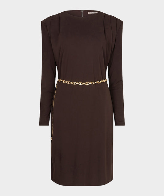 Esqualo Cacao Gold Belted Dress