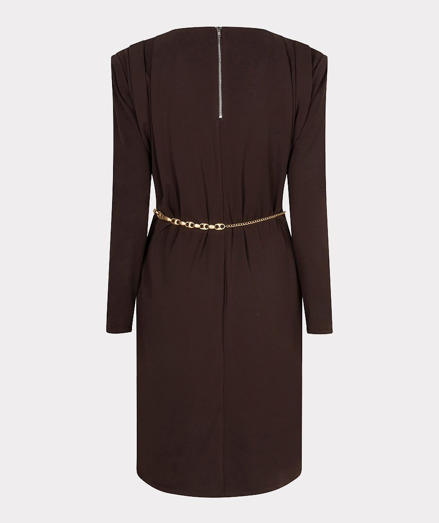 Esqualo Cacao Gold Belted Dress
