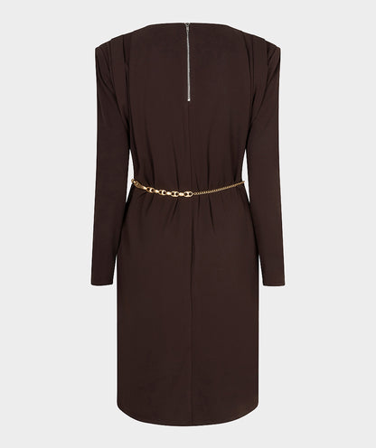 Esqualo Cacao Gold Belted Dress