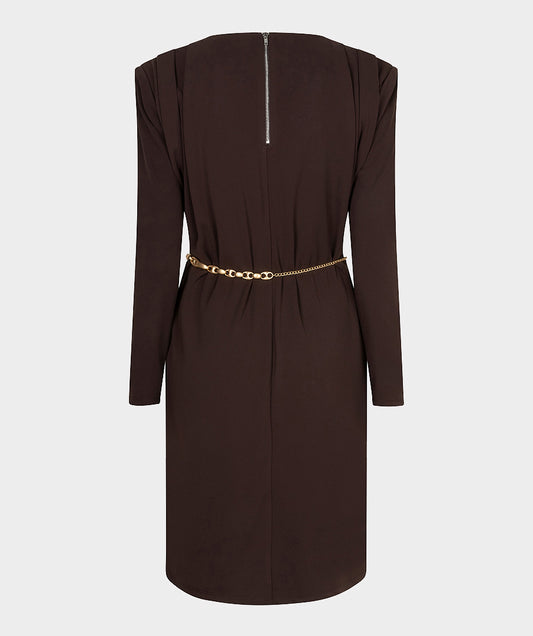 Esqualo Cacao Gold Belted Dress
