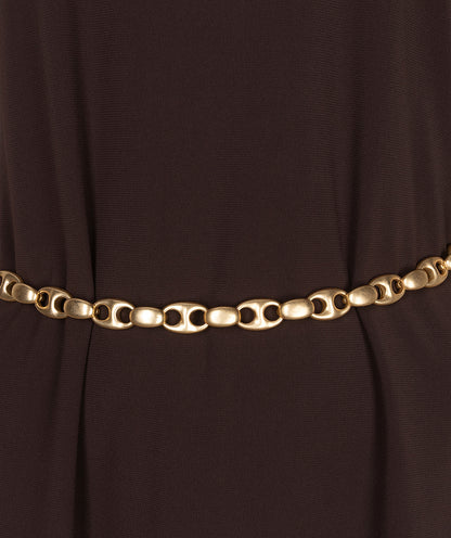 Esqualo Cacao Gold Belted Dress
