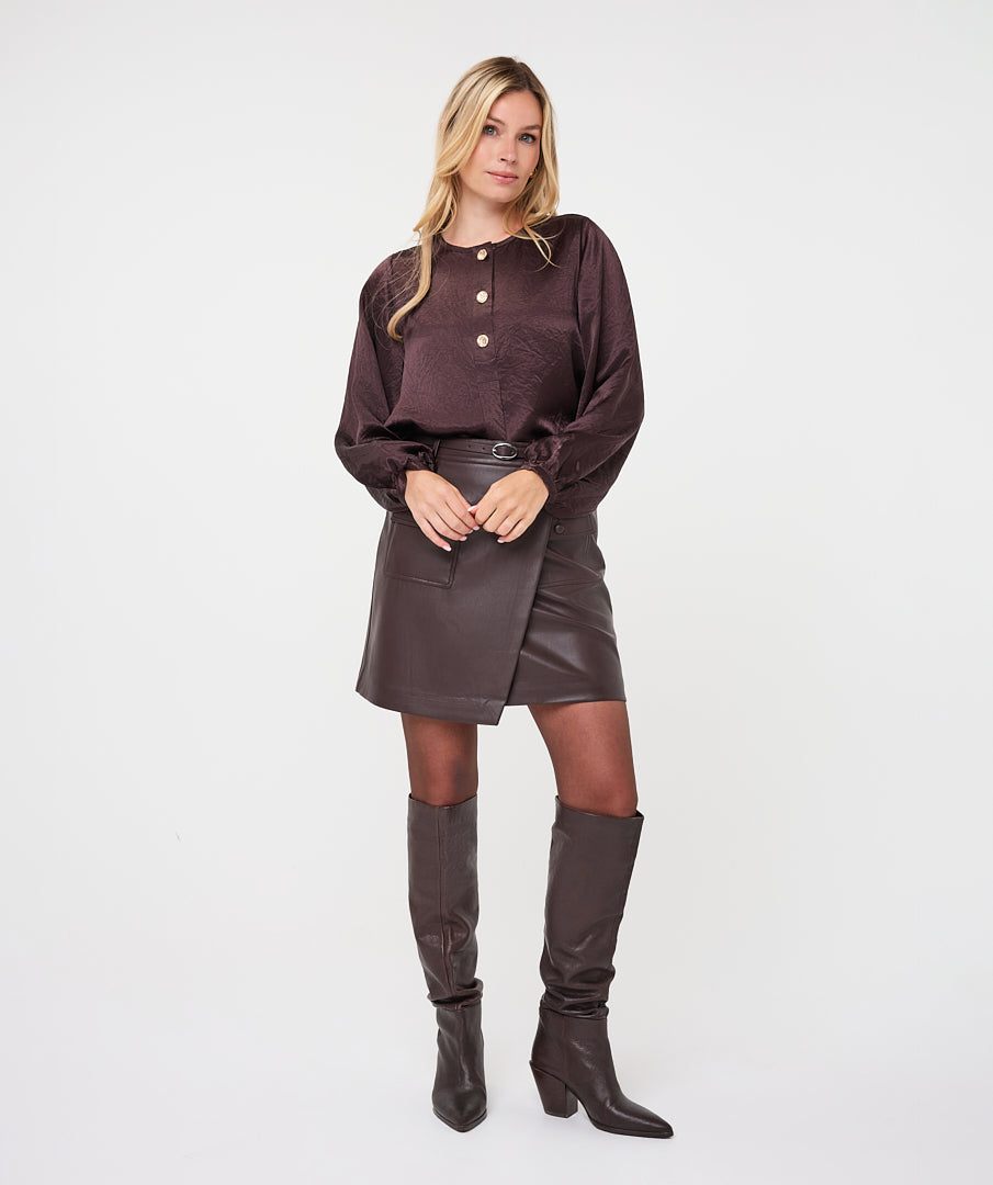 Esqualo Cacao Balloon Sleeve Blouse