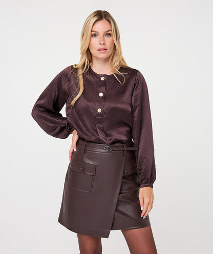 Esqualo Cacao Balloon Sleeve Blouse