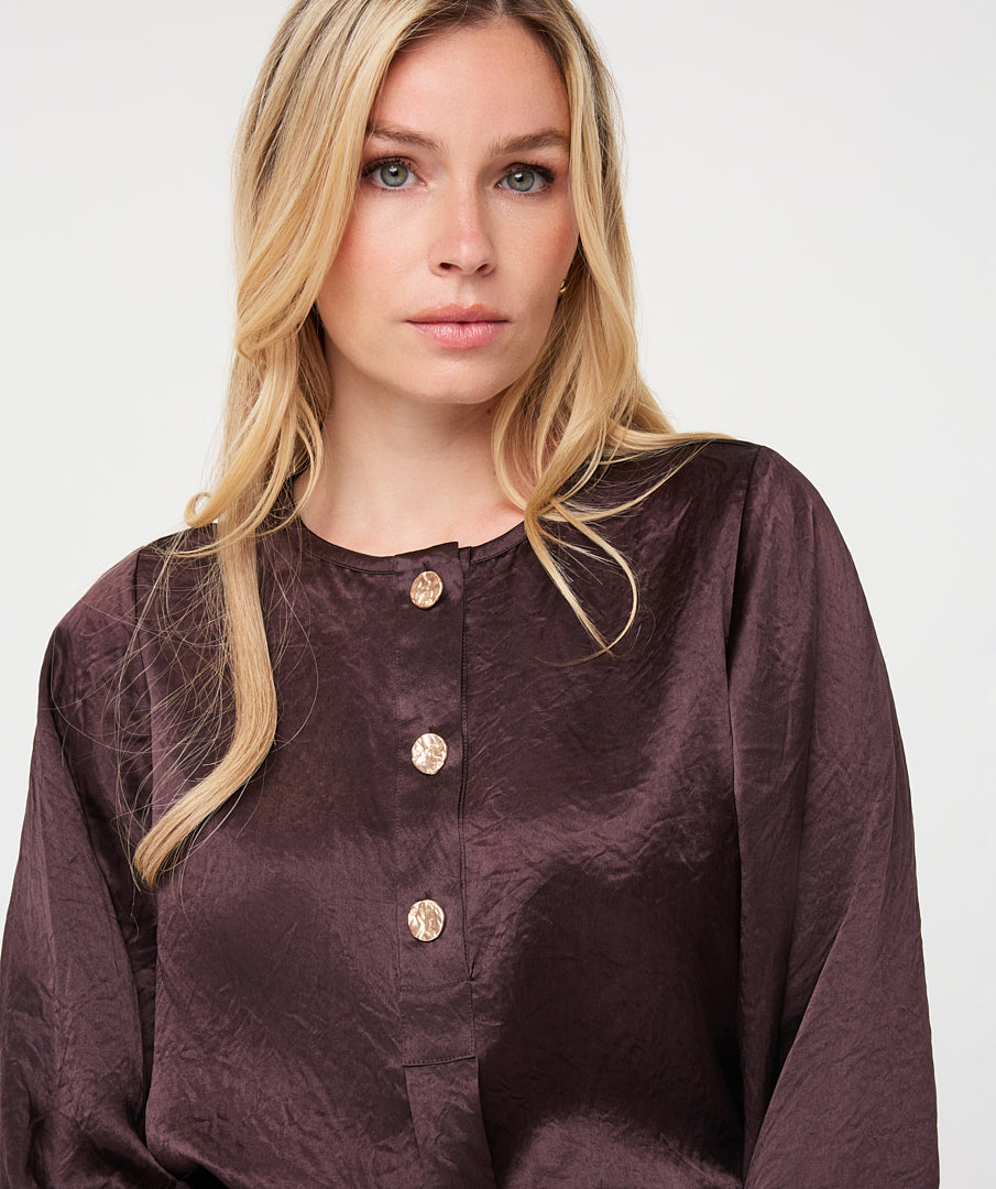 Esqualo Cacao Balloon Sleeve Blouse