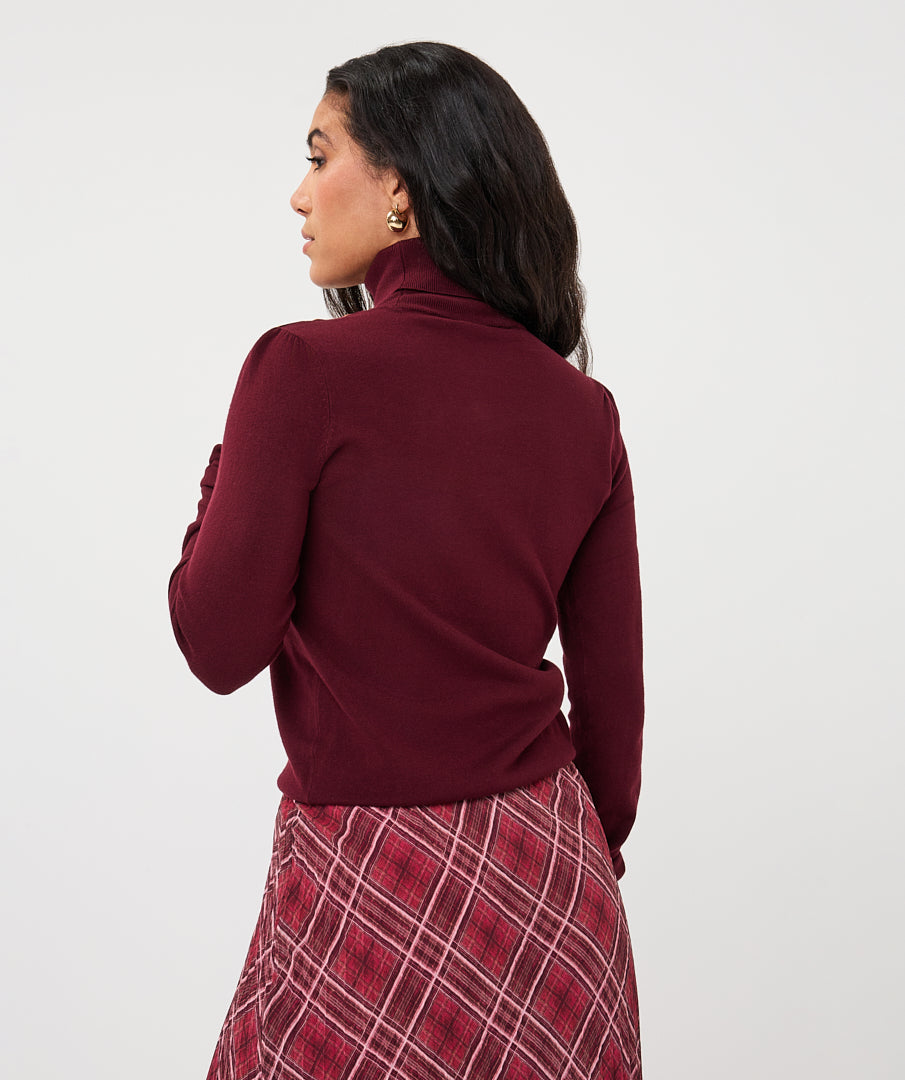 Esqualo Burgundy Turtleneck with Shoulder Buttons