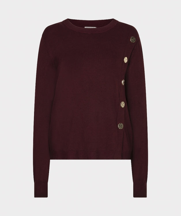 Esqualo Burgundy Button Detail Sweater