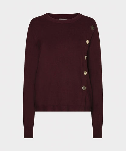 Esqualo Burgundy Button Detail Sweater