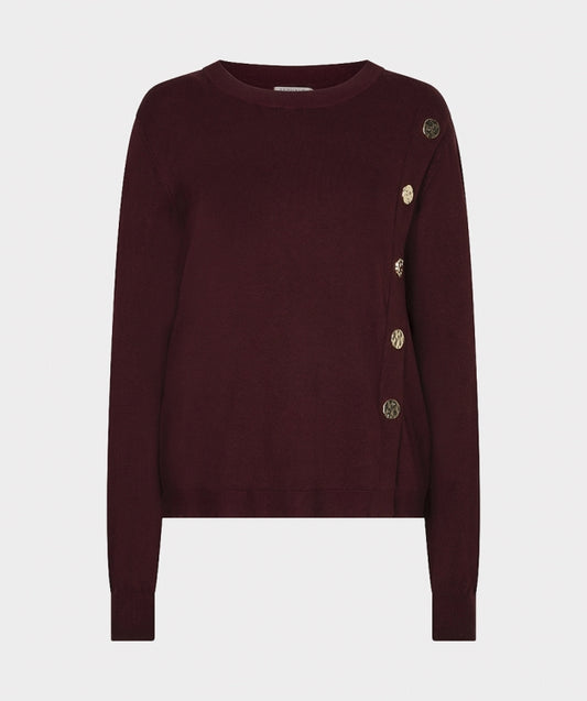 Esqualo Burgundy Button Detail Sweater