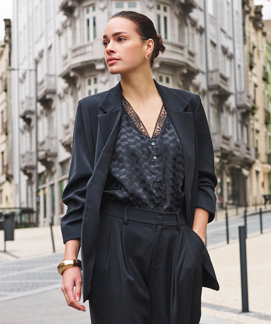 Esqualo Black 3/4 Sleeve Blazer
