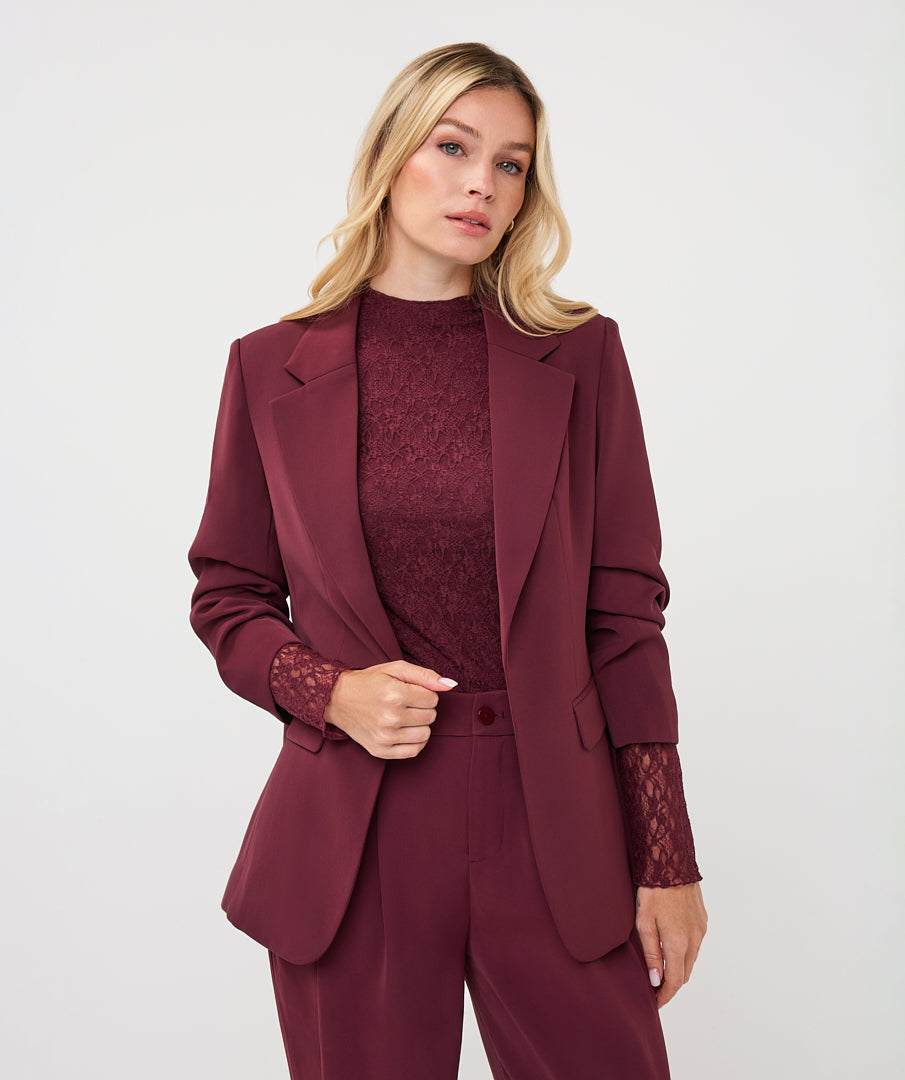 Esqualo Burgundy 3/4 Sleeve Blazer