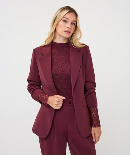 Esqualo Burgundy 3/4 Sleeve Blazer